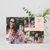 Invitation Blush Pink RN Nuring 3 Photo Graduation Party Inv (Debout devant)