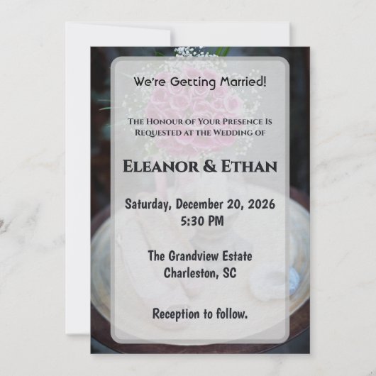 Invitation Blush Pink Rose Bouquet Rustic Wedding Invite (Devant)