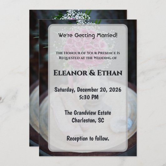 Invitation Blush Pink Rose Bouquet Rustic Wedding Invite (Devant / Derrière)