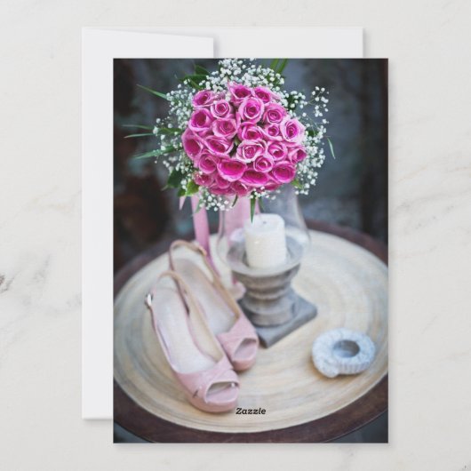 Invitation Blush Pink Rose Bouquet Rustic Wedding Invite (Dos)