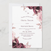 Invitation Blush Pink Rose Floral Classic Wedding (Devant)