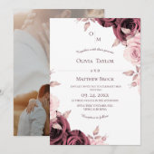 Invitation Blush Pink Rose Floral Classic Wedding (Devant / Derrière)