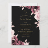 Invitation Blush Pink Rose Floral Wedding  (Devant)