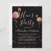 Invitation Blush Pink - Rose Gold Foil Flamant rose Hen's Par (Devant)