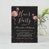 Invitation Blush Pink - Rose Gold Foil Flamant rose Hen's Par (Debout devant)