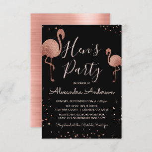 Invitation Blush Pink - Rose Gold Foil Flamant rose Hen's Par