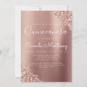 Invitation Blush Pink - Rose Gold Quinceanera Parties scintil (Devant)