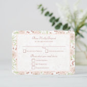 Invitation Blush Pink Rose Vintage Wedding RSVP Reply (Debout devant)