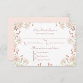 Invitation Blush Pink Rose Wedding RSVP Reply (Devant / Derrière)