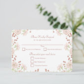 Invitation Blush Pink Rose Wedding RSVP Reply (Debout devant)
