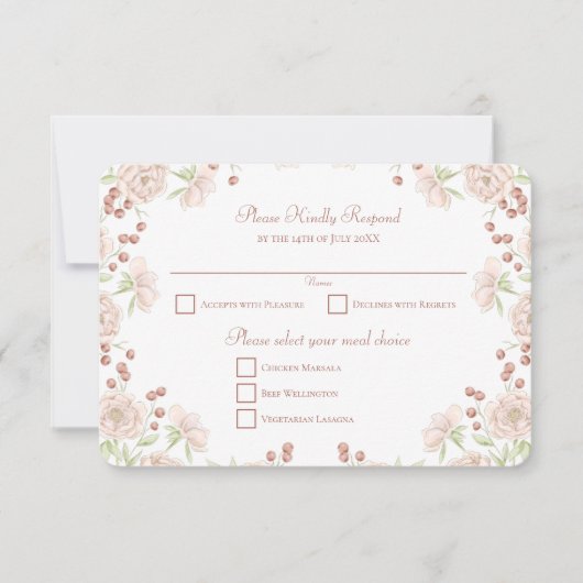 Invitation Blush Pink Rose Wedding RSVP Reply (Devant)