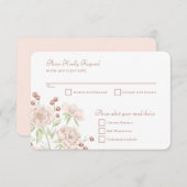 Invitation Blush Pink Rose Wedding RSVP Reply Modern (Devant / Derrière)