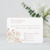 Invitation Blush Pink Rose Wedding RSVP Reply Modern (Debout devant)