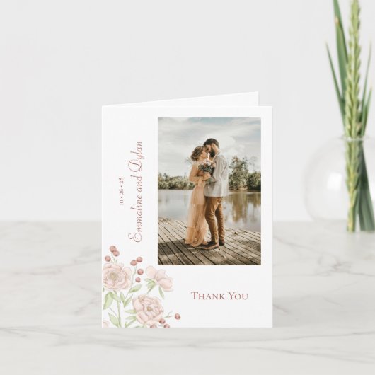 Invitation Blush Pink Rose Wedding Thank You Cards Photo (Devant)