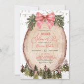 Invitation Blush Pink Rustic Winter Forest Bridal Shower (Devant)