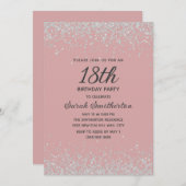 Invitation Blush Pink Silver Diamond Parties scintillant 18e  (Devant / Derrière)
