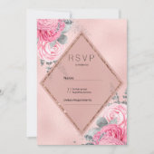 Invitation Blush pink silver glitter peony floral RSVP  (Devant)