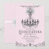 Invitation Blush Pink Silver White Bow Quinceañera 15 15e (Devant / Derrière)