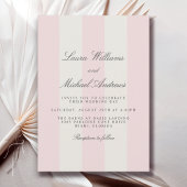 Invitation Blush Pink Simple Cabana Stripes Wedding