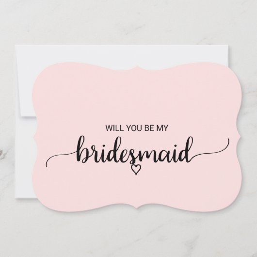 Invitation Blush Pink Simple Calligraphie Bridesmaid Proposit (Devant)