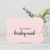Invitation Blush Pink Simple Calligraphie Bridesmaid Proposit (Debout devant)