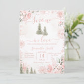 Invitation Blush Pink Snow in Love Snowflake Bridal Shower (Debout devant)