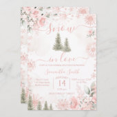 Invitation Blush Pink Snow in Love Snowflake Bridal Shower (Devant / Derrière)