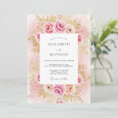 Invitation Blush Pink Splendid Rose Wedding (Debout devant)