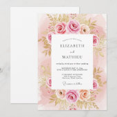 Invitation Blush Pink Splendid Rose Wedding (Devant / Derrière)