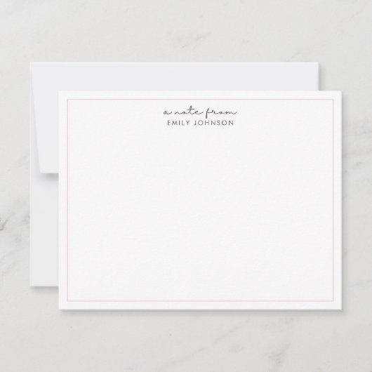 Invitation Blush Pink Stripe Minimalist a Note From Flat Note (Devant)