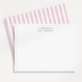 Invitation Blush Pink Stripe Minimalist a Note From Flat Note
