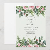 Invitation Blush Pink Tranquil Botanical Wedding (Devant / Derrière)