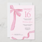 Invitation Blush Pink trendy Bow Ribbon Coquette Sweet 16 (Devant)
