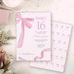 Invitation Blush Pink trendy Bow Ribbon Coquette Sweet 16<br><div class="desc">Celebrate a milestone in style with this Blush Pink Coquette Sweet 16 Birthday Invitation, available in both print and as a digital download. Featuring a hand-painted watercolor ribbon and bow design by Lorena Depante, this invitation combines soft, feminine elegance with playful charm—perfect for the coquette aesthetic. The pink hues and...</div>