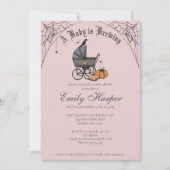 Invitation Blush Pink Un bébé brasse un Baby shower gothique (Devant)