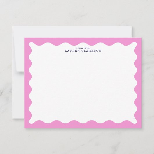 Invitation Blush Pink Wavy Frame Note Card (Devant)