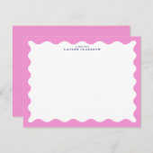 Invitation Blush Pink Wavy Frame Note Card (Devant / Derrière)