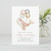 Invitation Blush Pink Whale Gold Parties scintillant première (Debout devant)