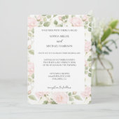 Invitation Blush Pink White Flowers Wedding (Debout devant)