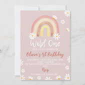 Invitation Blush Pink Wild One Daisy 1er Anniversaire Invitat (Devant)