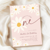 Invitation Blush Pink Wild One Daisy 1st Birthday
