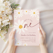 Invitation Blush Pink Wild One Daisy 1st Birthday