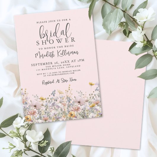 Invitation Blush Pink Wildflower Bridal Shower