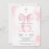 Invitation Blush pink with cross baptism  (Devant)