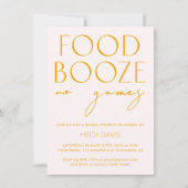 Invitation Blush Pink & Yellow No Games Fête des mariées Invi (Devant)