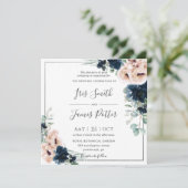 Invitation Blush Poppy Rose bleu Floral Mariage de verdure (Debout devant)