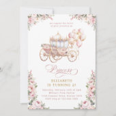 Invitation Blush Princess Carriage Fairytale fête d'anniversa (Devant)