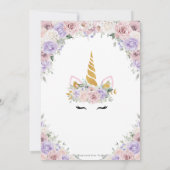 Invitation Blush Purple Blanc Floral Unicorn 1er 2e Anniversa (Dos)