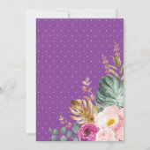 Invitation Blush Purple Tropical Floral Elephant 1er annivers (Dos)
