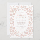 Invitation Blush QR Code Blanc Folal Fête des mariées florale (Devant)